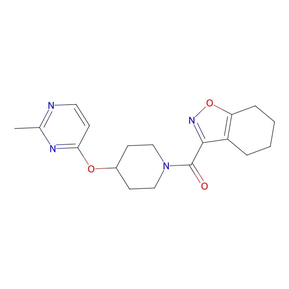 (4-((2-Methylpyrimidin-4-yl)oxy)piperidin-1-yl)(4,5,6,7-tetrahydrobenzo[d]isoxazol-3-yl)methanone molecular structure, CAS 2097915-22-3