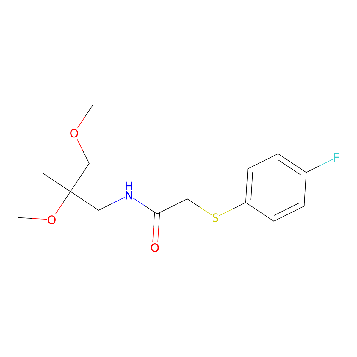 N-(2,3-dimethoxy-2-methylpropyl)-2-[(4-fluorophenyl)sulfanyl]acetamide molecular structure, CAS 2097915-29-0