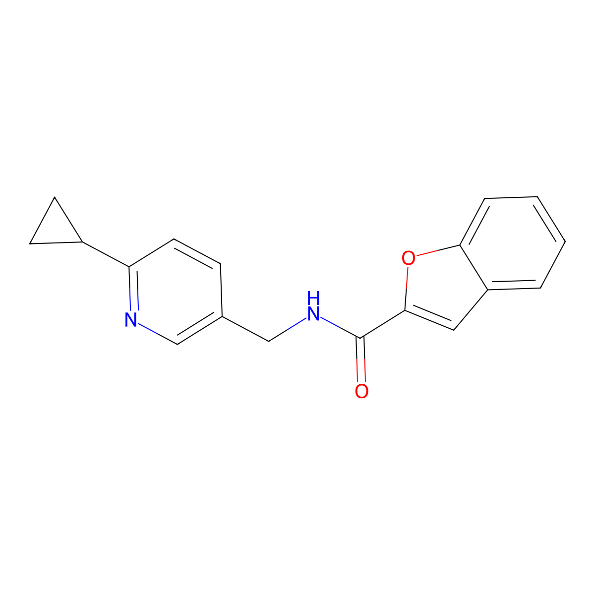 N-[(6-cyclopropylpyridin-3-yl)methyl]-1-benzofuran-2-carboxamide molecular structure, CAS 2097915-33-6
