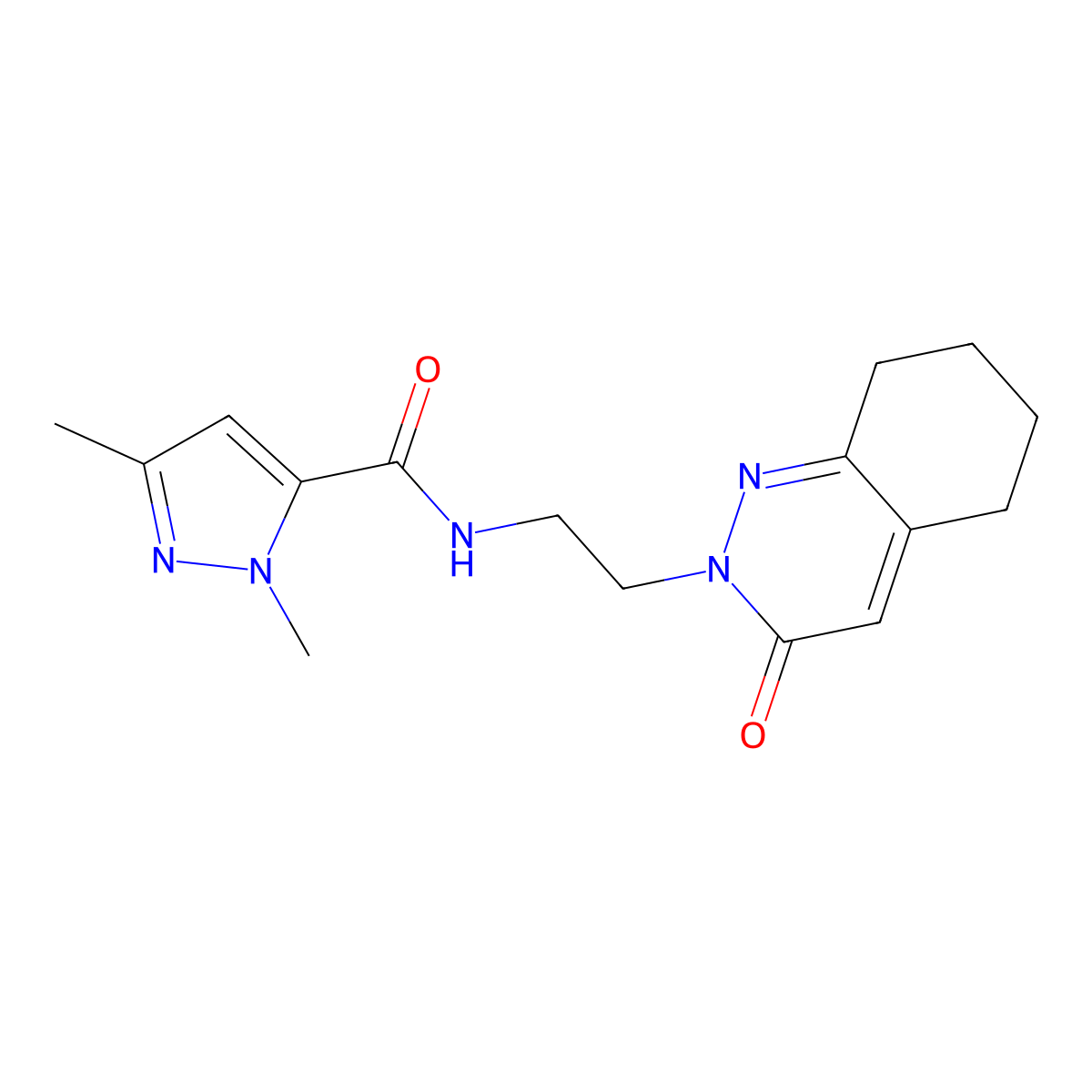 1,3-dimethyl-N-(2-(3-oxo-5,6,7,8-tetrahydrocinnolin-2(3H)-yl)ethyl)-1H-pyrazole-5-carboxamide molecular structure, CAS 2097915-37-0