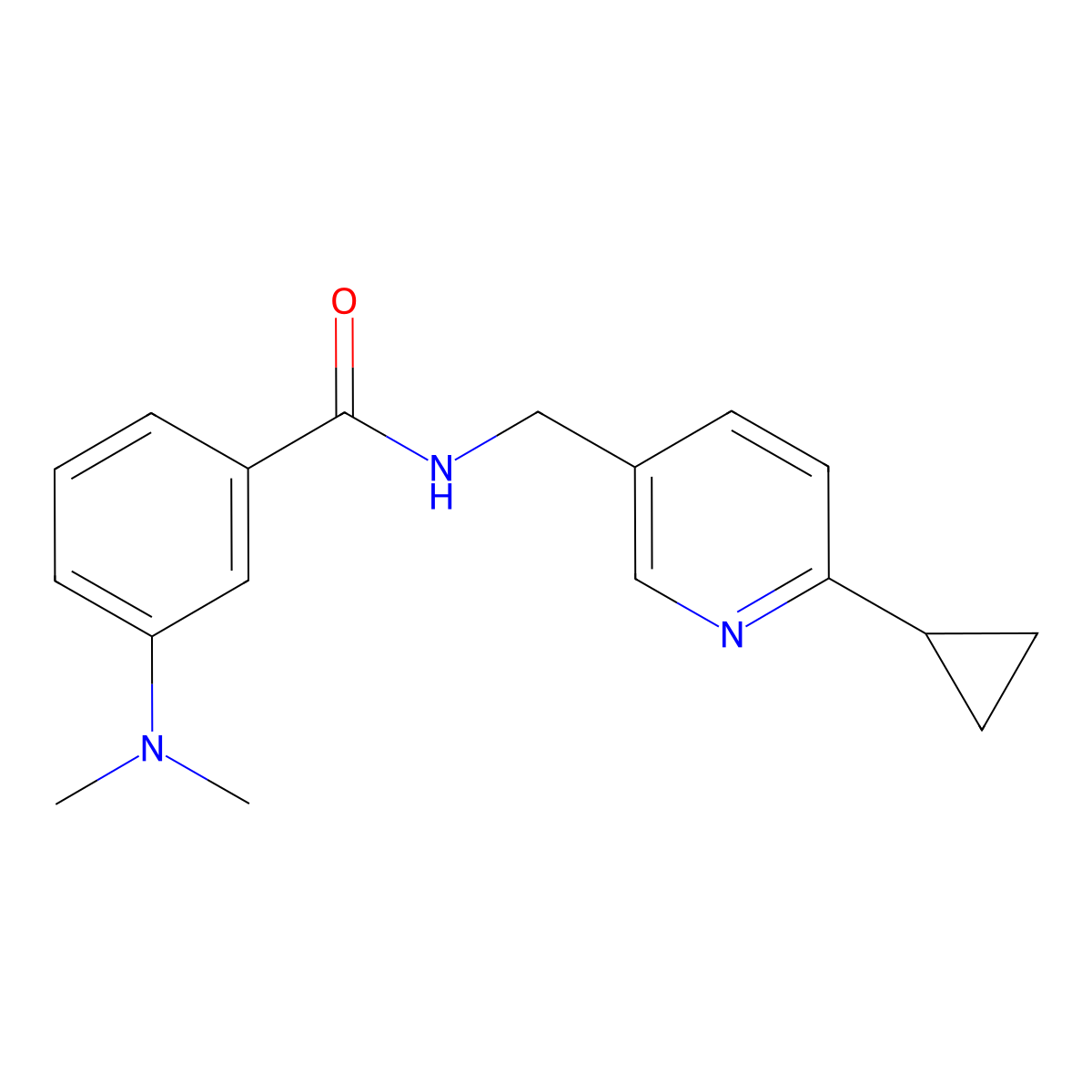 N-[(6-cyclopropylpyridin-3-yl)methyl]-3-(dimethylamino)benzamide molecular structure, CAS 2097915-43-8