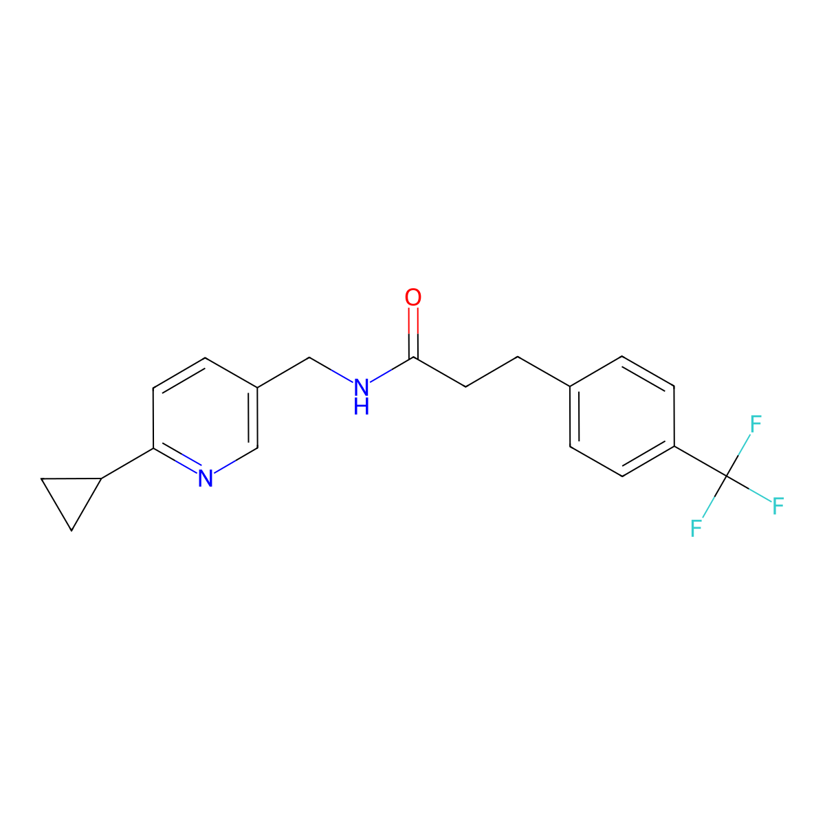 N-[(6-cyclopropylpyridin-3-yl)methyl]-3-[4-(trifluoromethyl)phenyl]propanamide molecular structure, CAS 2097915-46-1
