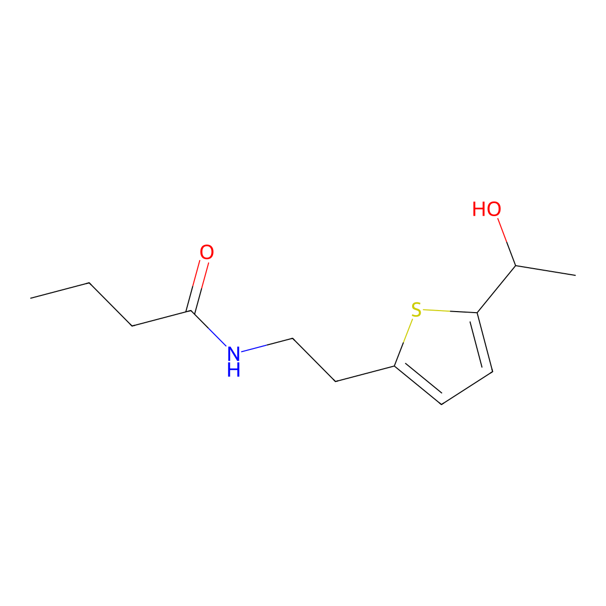 N-{2-[5-(1-hydroxyethyl)thiophen-2-yl]ethyl}butanamide molecular structure, CAS 2097915-47-2