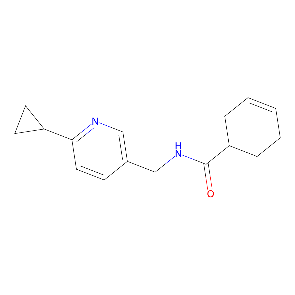 N-[(6-cyclopropylpyridin-3-yl)methyl]cyclohex-3-ene-1-carboxamide molecular structure, CAS 2097915-50-7