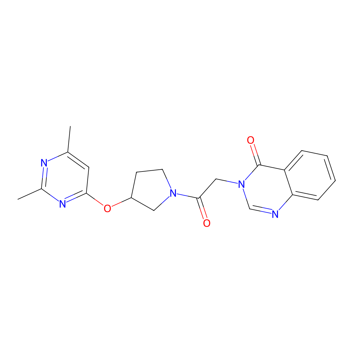 3-(2-{3-[(2,6-Dimethylpyrimidin-4-yl)oxy]pyrrolidin-1-yl}-2-oxoethyl)-3,4-dihydroquinazolin-4-one molecular structure, CAS 2097915-54-1