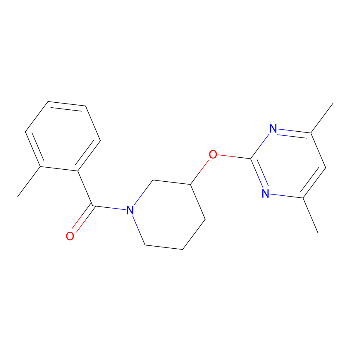 (3-((4,6-Dimethylpyrimidin-2-yl)oxy)piperidin-1-yl)(o-tolyl)methanone molecular structure, CAS 2097915-57-4