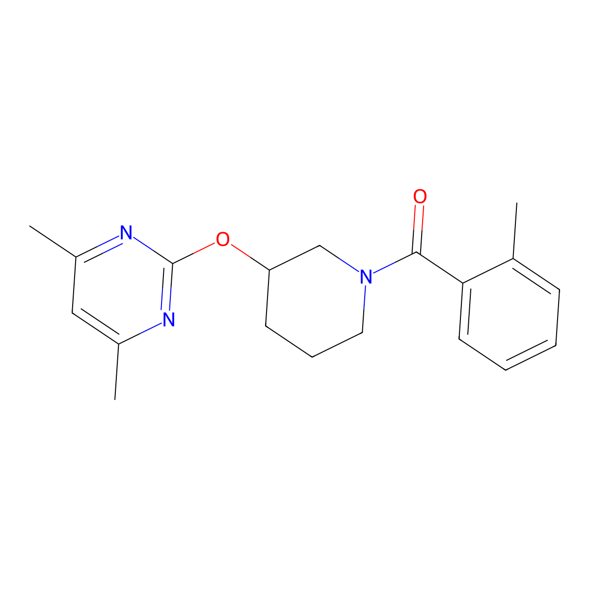 (3-((4,6-Dimethylpyrimidin-2-yl)oxy)piperidin-1-yl)(o-tolyl)methanone molecular structure, CAS 2097915-57-4