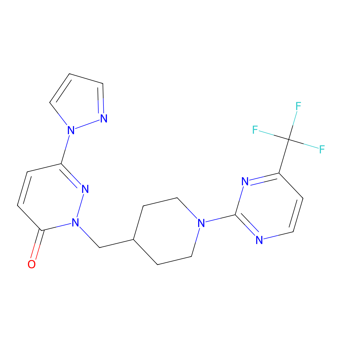 6-(1H-pyrazol-1-yl)-2-({1-[4-(trifluoromethyl)pyrimidin-2-yl]piperidin-4-yl}methyl)-2,3-dihydropyridazin-3-one molecular structure, CAS 2097915-62-1