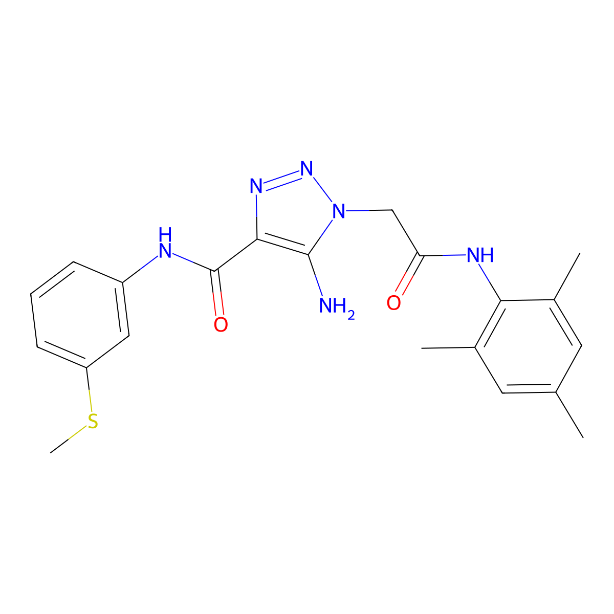 5-amino-N-[3-(methylsulfanyl)phenyl]-1-{[(2,4,6-trimethylphenyl)carbamoyl]methyl}-1H-1,2,3-triazole-4-carboxamide molecular structure, CAS 2097915-65-4