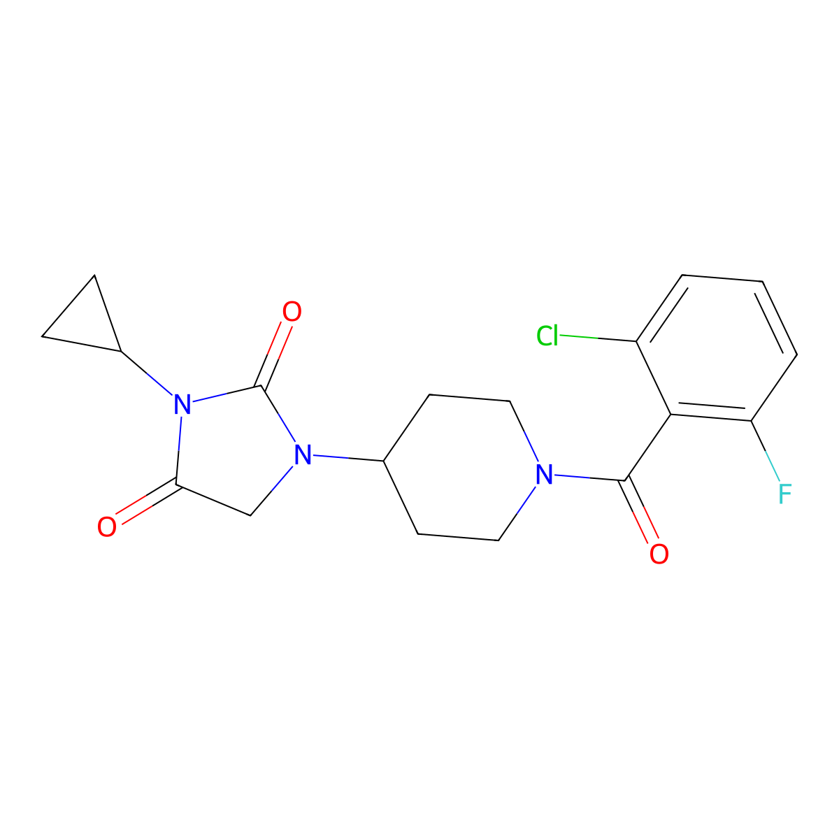 1-[1-(2-Chloro-6-fluorobenzoyl)piperidin-4-yl]-3-cyclopropylimidazolidine-2,4-dione molecular structure, CAS 2097915-66-5