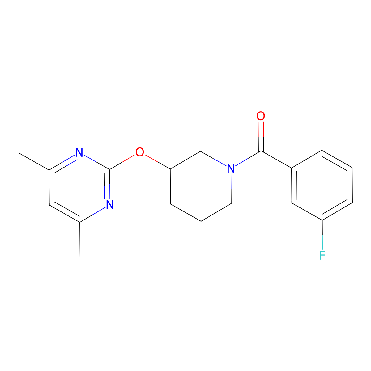 2-{[1-(3-Fluorobenzoyl)piperidin-3-yl]oxy}-4,6-dimethylpyrimidine molecular structure, CAS 2097915-69-8
