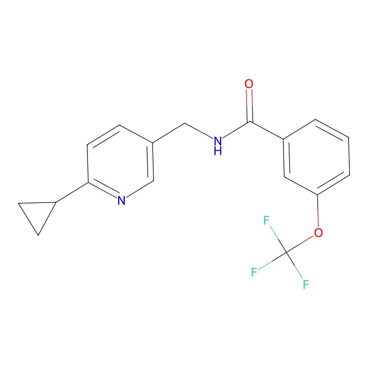 N-[(6-cyclopropylpyridin-3-yl)methyl]-3-(trifluoromethoxy)benzamide molecular structure, CAS 2097915-72-3