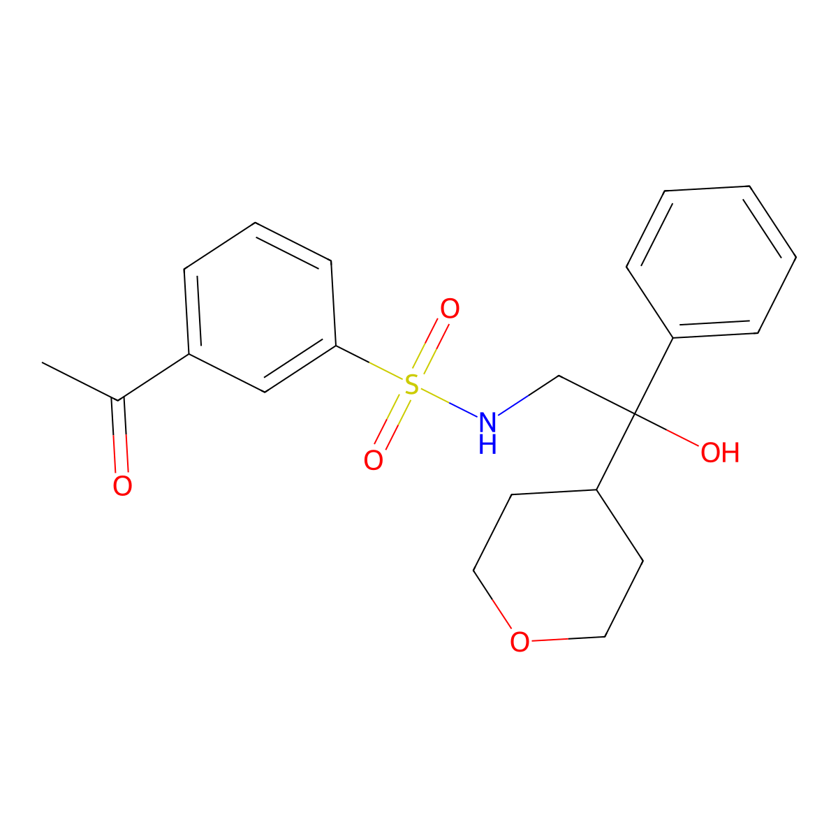 S-(3-acetylphenyl)-2-hydroxy-2-(oxan-4-yl)-2-phenylethane-1-sulfonamido molecular structure, CAS 2097915-74-5