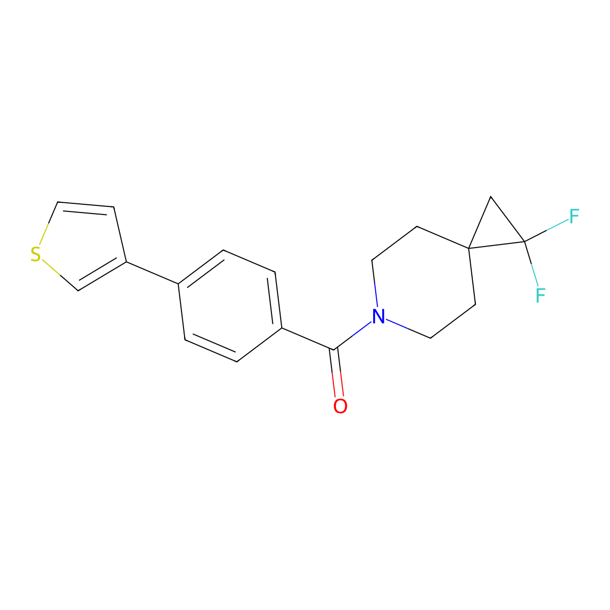1,1-Difluoro-6-[4-(thiophen-3-yl)benzoyl]-6-azaspiro[2.5]octane molecular structure, CAS 2097915-76-7