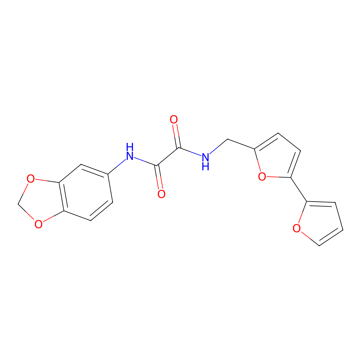 N'-(2H-1,3-benzodioxol-5-yl)-N-({[2,2'-bifuran]-5-yl}methyl)ethanediamide molecular structure, CAS 2097915-80-3