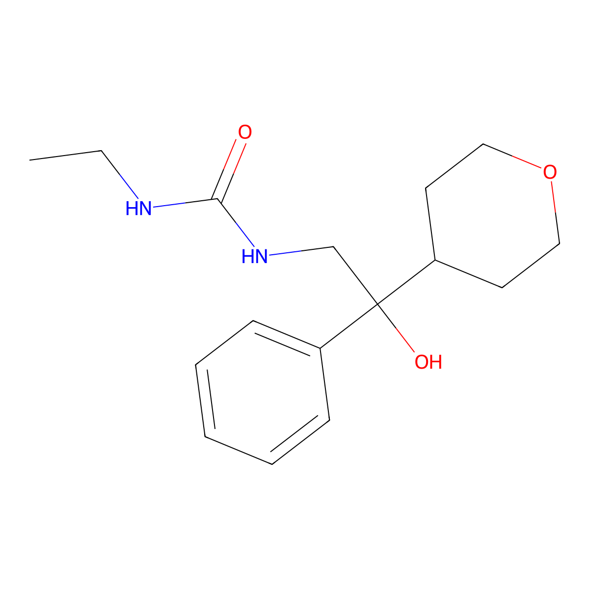 3-Ethyl-1-[2-hydroxy-2-(oxan-4-yl)-2-phenylethyl]urea molecular structure, CAS 2097915-81-4