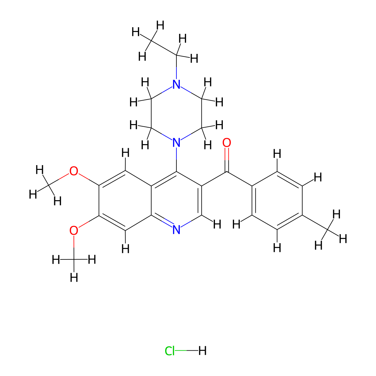 4-(4-Ethylpiperazin-1-yl)-6,7-dimethoxy-3-(4-methylbenzoyl)quinoline hydrochloride molecular structure, CAS 2097915-88-1