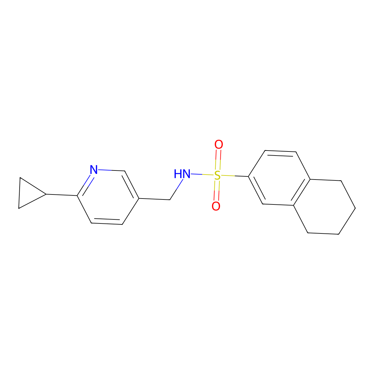 N-[(6-cyclopropylpyridin-3-yl)methyl]-5,6,7,8-tetrahydronaphthalene-2-sulfonamide molecular structure, CAS 2097915-95-0