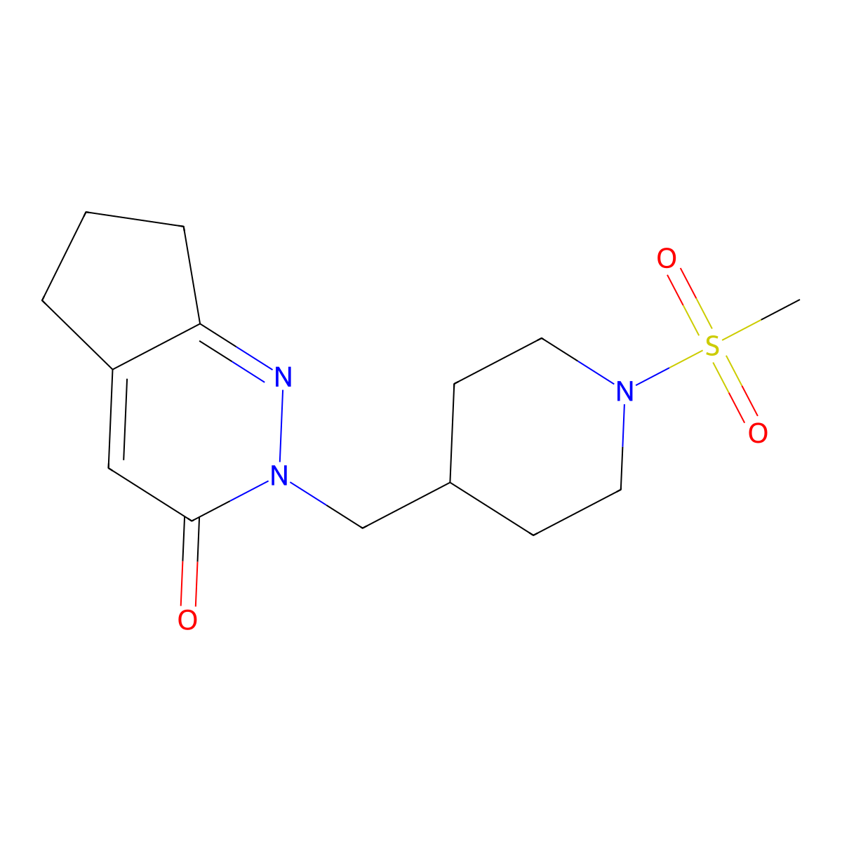 2-[(1-methanesulfonylpiperidin-4-yl)methyl]-2H,3H,5H,6H,7H-cyclopenta[c]pyridazin-3-one molecular structure, CAS 2097915-96-1