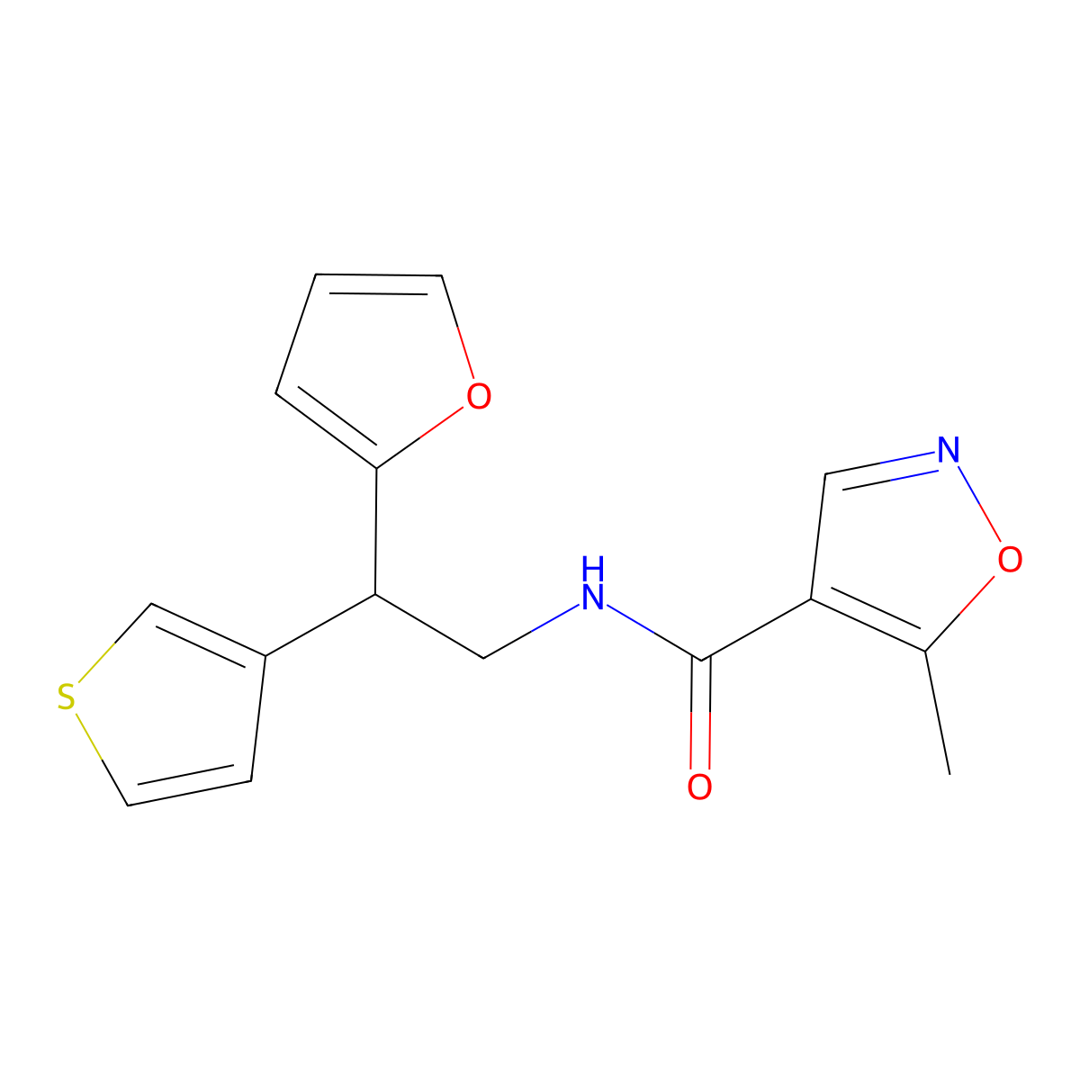 N-[2-(furan-2-yl)-2-(thiophen-3-yl)ethyl]-5-methyl-1,2-oxazole-4-carboxamide molecular structure, CAS 2097915-98-3