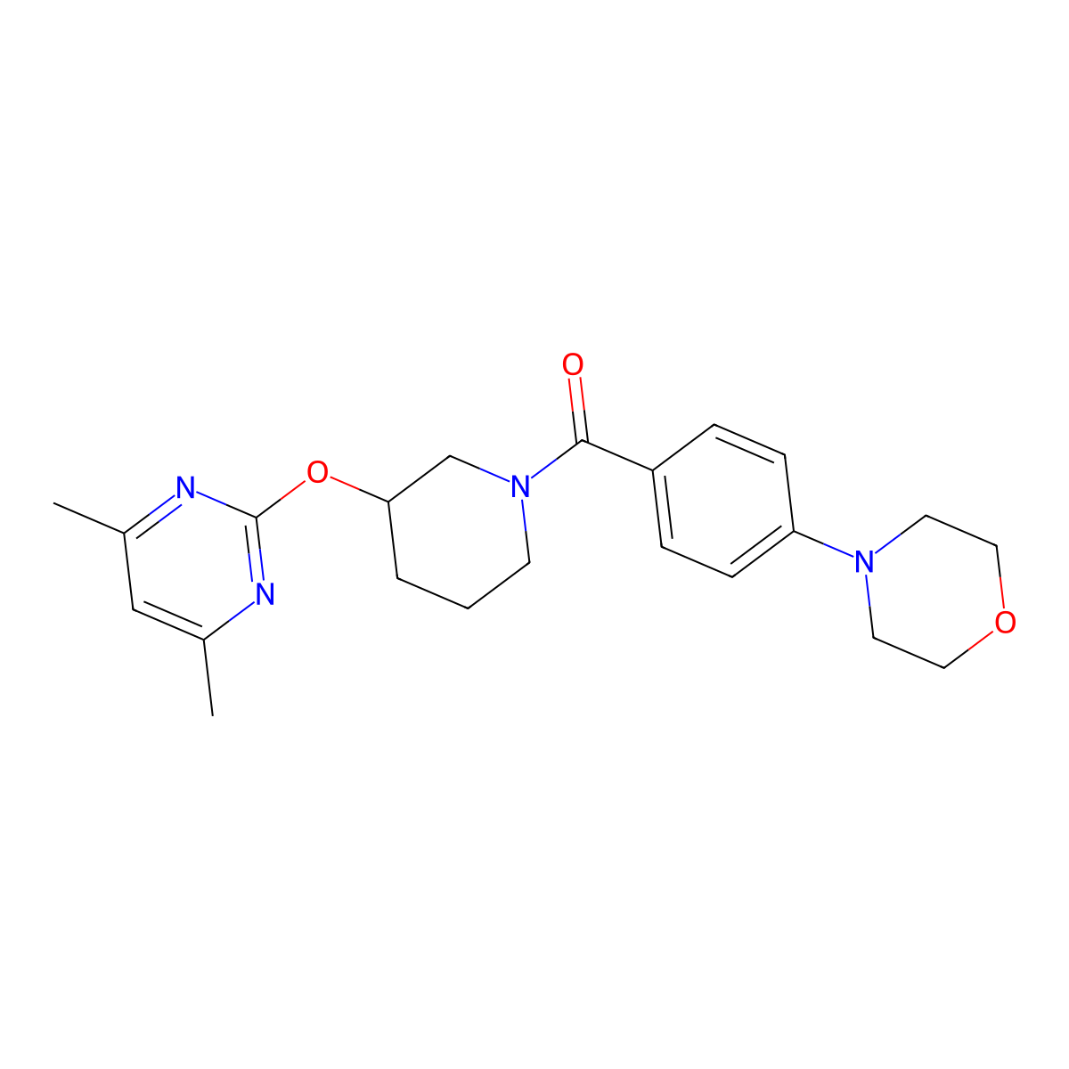 (3-((4,6-Dimethylpyrimidin-2-yl)oxy)piperidin-1-yl)(4-morpholinophenyl)methanone molecular structure, CAS 2097916-01-1