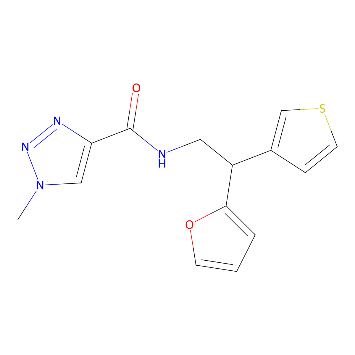 N-[2-(furan-2-yl)-2-(thiophen-3-yl)ethyl]-1-methyl-1H-1,2,3-triazole-4-carboxamide molecular structure, CAS 2097916-04-4