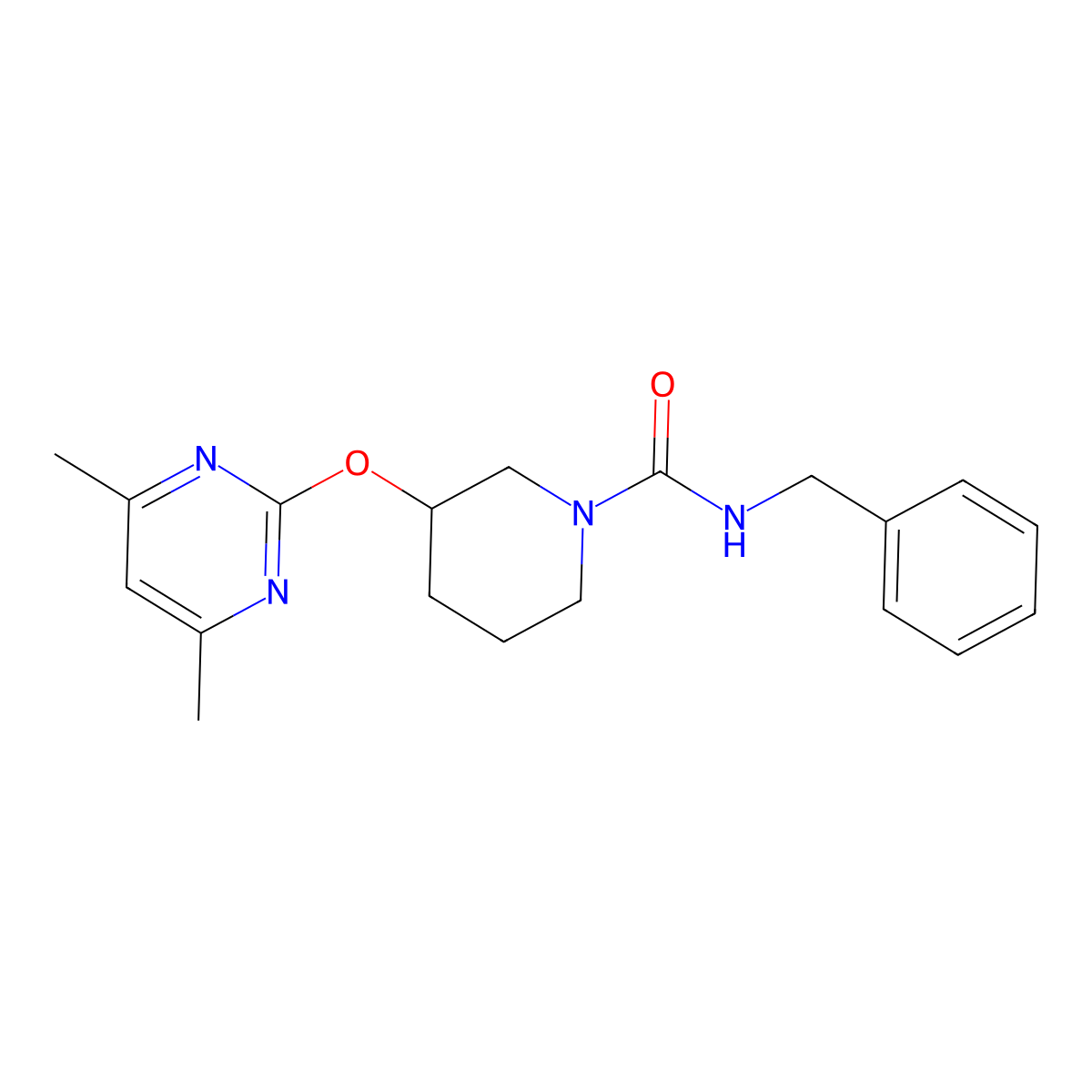N-benzyl-3-[(4,6-dimethylpyrimidin-2-yl)oxy]piperidine-1-carboxamide molecular structure, CAS 2097916-08-8