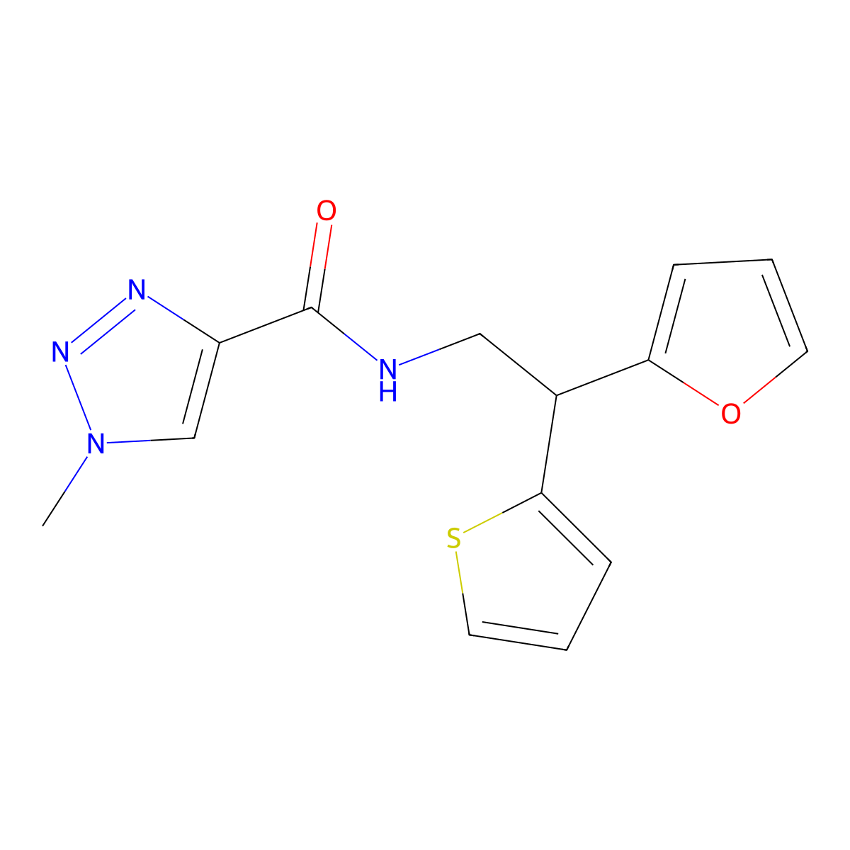 N-[2-(furan-2-yl)-2-(thiophen-2-yl)ethyl]-1-methyl-1H-1,2,3-triazole-4-carboxamide molecular structure, CAS 2097916-10-2
