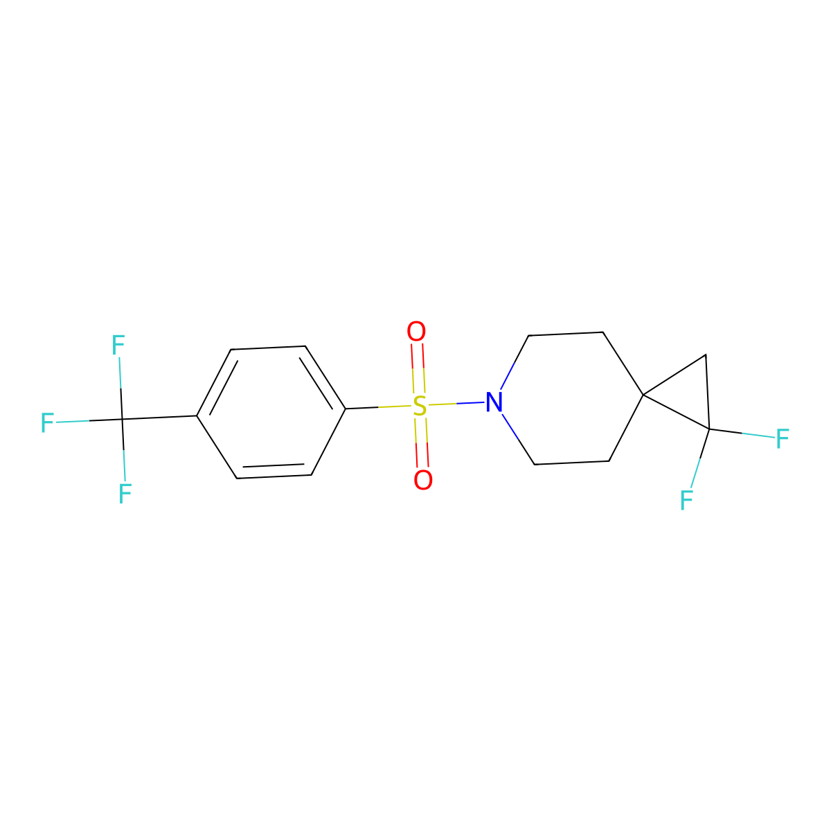 1,1-Difluoro-6-[4-(trifluoromethyl)benzenesulfonyl]-6-azaspiro[2.5]octane molecular structure, CAS 2097916-12-4