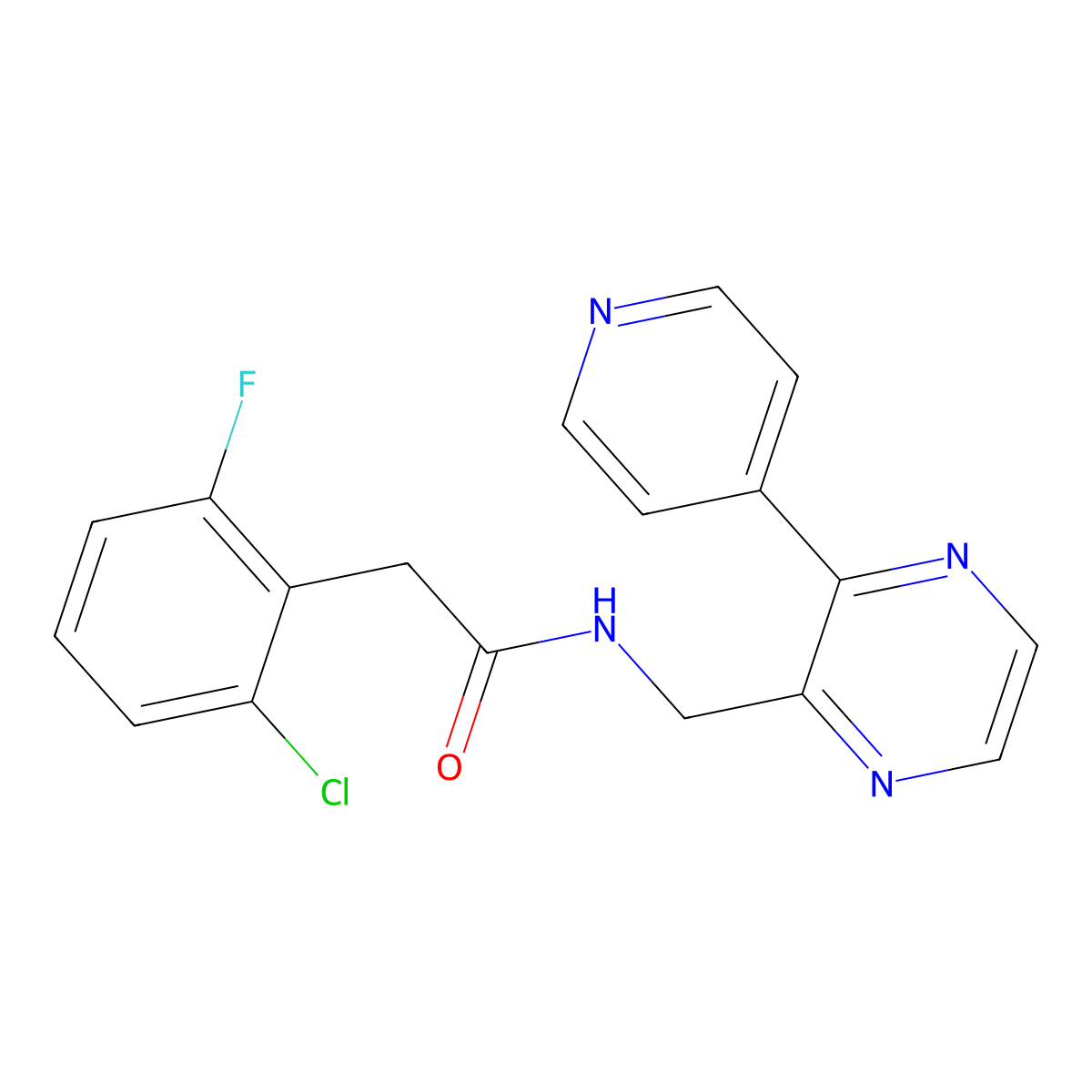 2-(2-chloro-6-fluorophenyl)-N-{[3-(pyridin-4-yl)pyrazin-2-yl]methyl}acetamide molecular structure, CAS 2097916-18-0