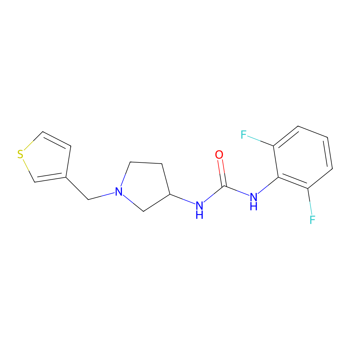 1-(2,6-Difluorophenyl)-3-{1-[(thiophen-3-yl)methyl]pyrrolidin-3-yl}urea molecular structure, CAS 2097916-21-5
