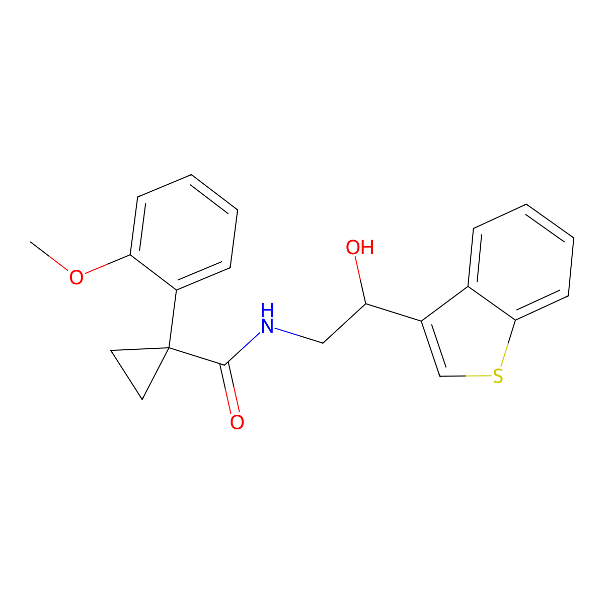 N-[2-(1-benzothiophen-3-yl)-2-hydroxyethyl]-1-(2-methoxyphenyl)cyclopropane-1-carboxamide molecular structure, CAS 2097916-24-8