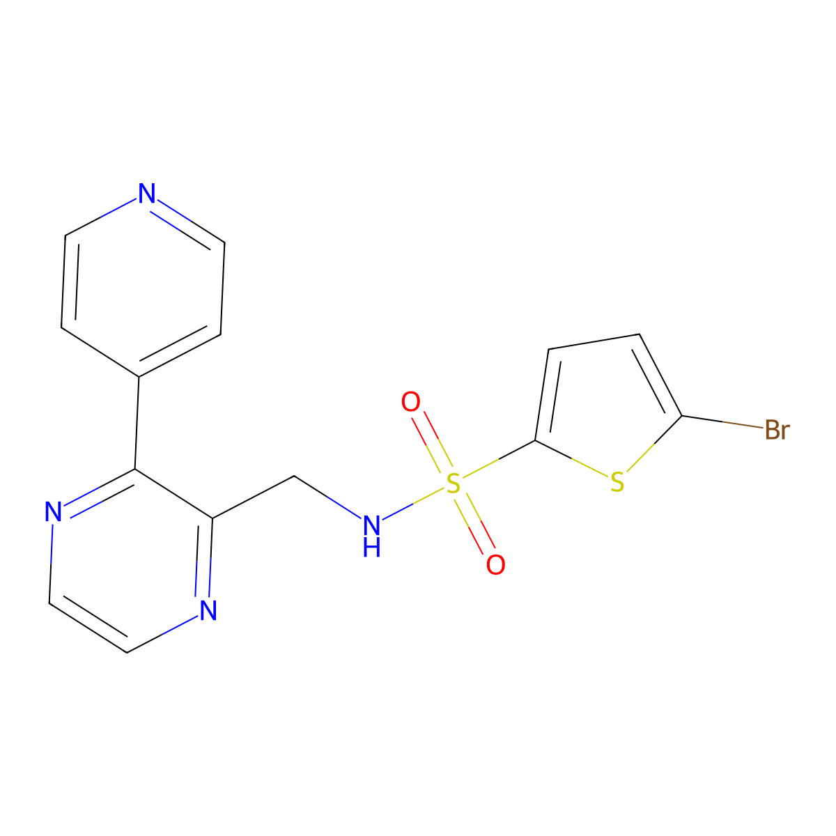 5-bromo-N-{[3-(pyridin-4-yl)pyrazin-2-yl]methyl}thiophene-2-sulfonamide molecular structure, CAS 2097916-30-6