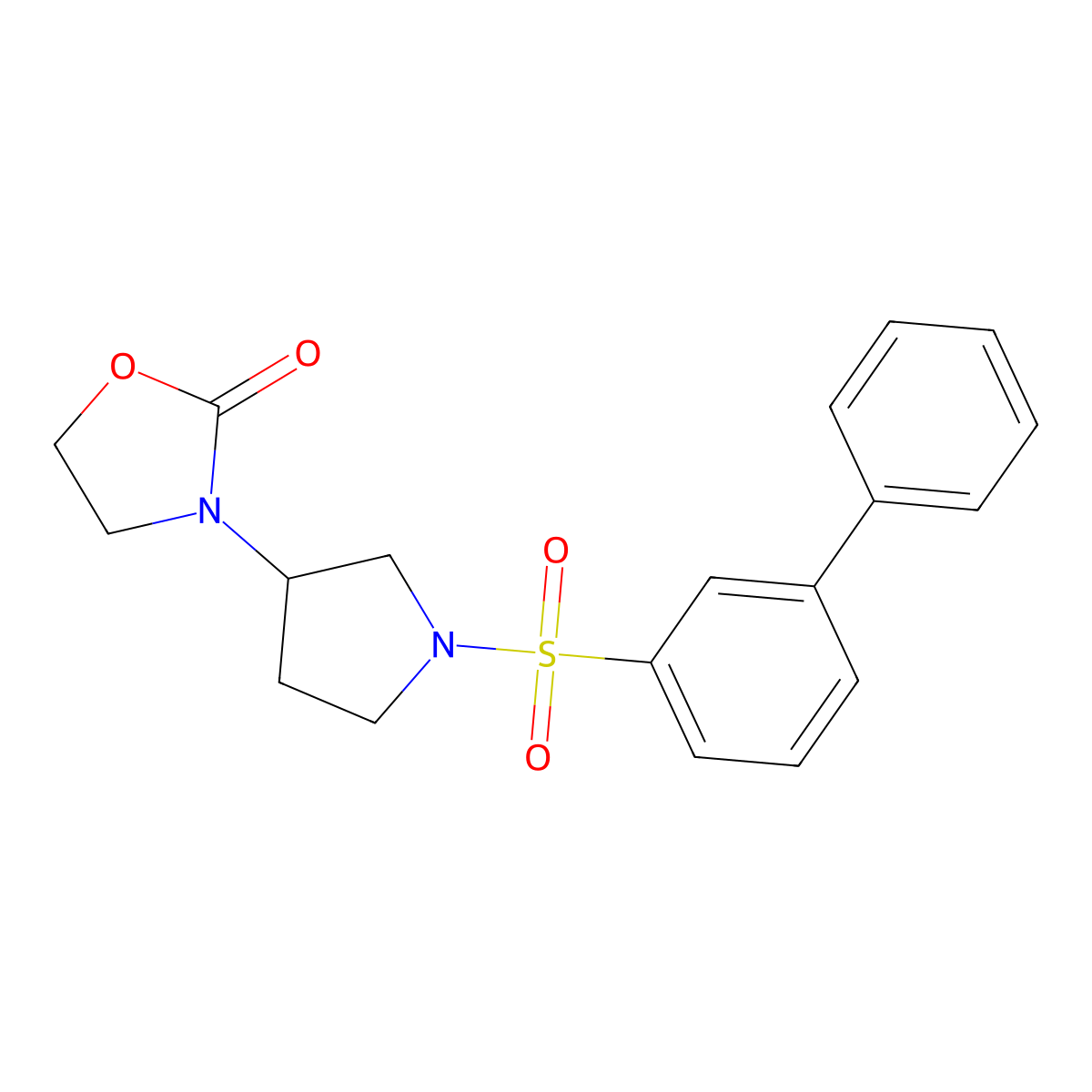 3-(1-([1,1'-Biphenyl]-3-ylsulfonyl)pyrrolidin-3-yl)oxazolidin-2-one molecular structure, CAS 2097916-51-1