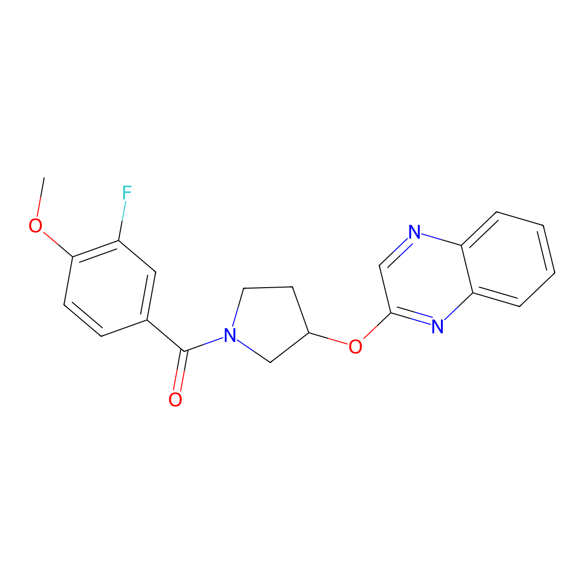 2-{[1-(3-Fluoro-4-methoxybenzoyl)pyrrolidin-3-yl]oxy}quinoxaline molecular structure, CAS 2097916-52-2