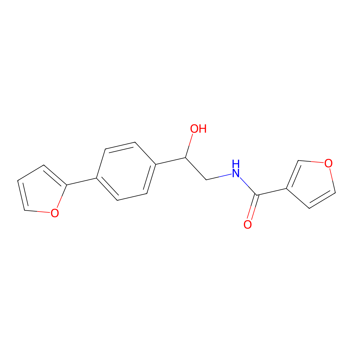 N-{2-[4-(furan-2-yl)phenyl]-2-hydroxyethyl}furan-3-carboxamide molecular structure, CAS 2097916-58-8