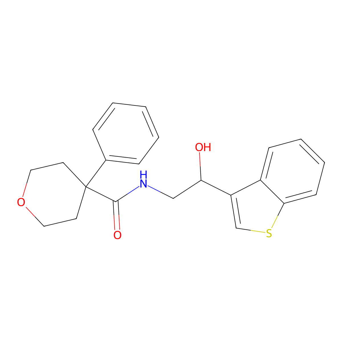 N-[2-(1-benzothiophen-3-yl)-2-hydroxyethyl]-4-phenyloxane-4-carboxamide molecular structure, CAS 2097916-66-8