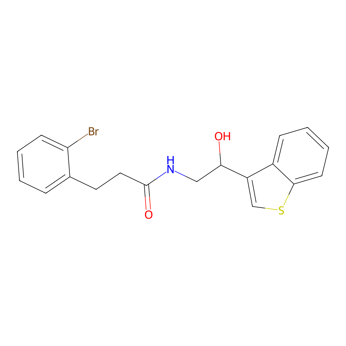 N-(2-(benzo[b]thiophen-3-yl)-2-hydroxyethyl)-3-(2-bromophenyl)propanamide molecular structure, CAS 2097916-68-0