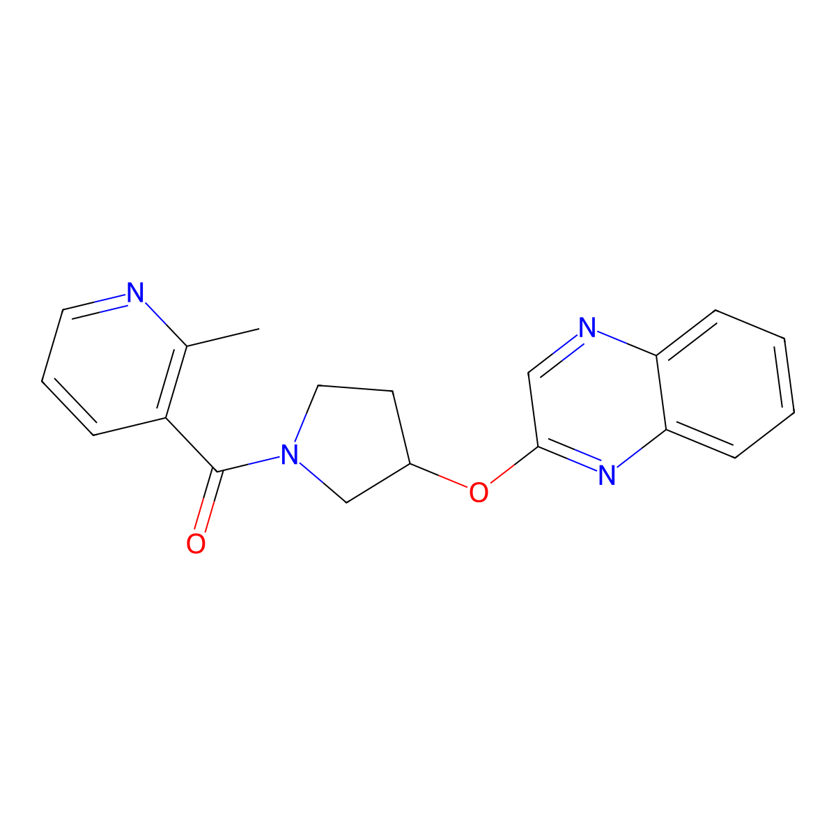 2-{[1-(2-Methylpyridine-3-carbonyl)pyrrolidin-3-yl]oxy}quinoxaline molecular structure, CAS 2097916-70-4