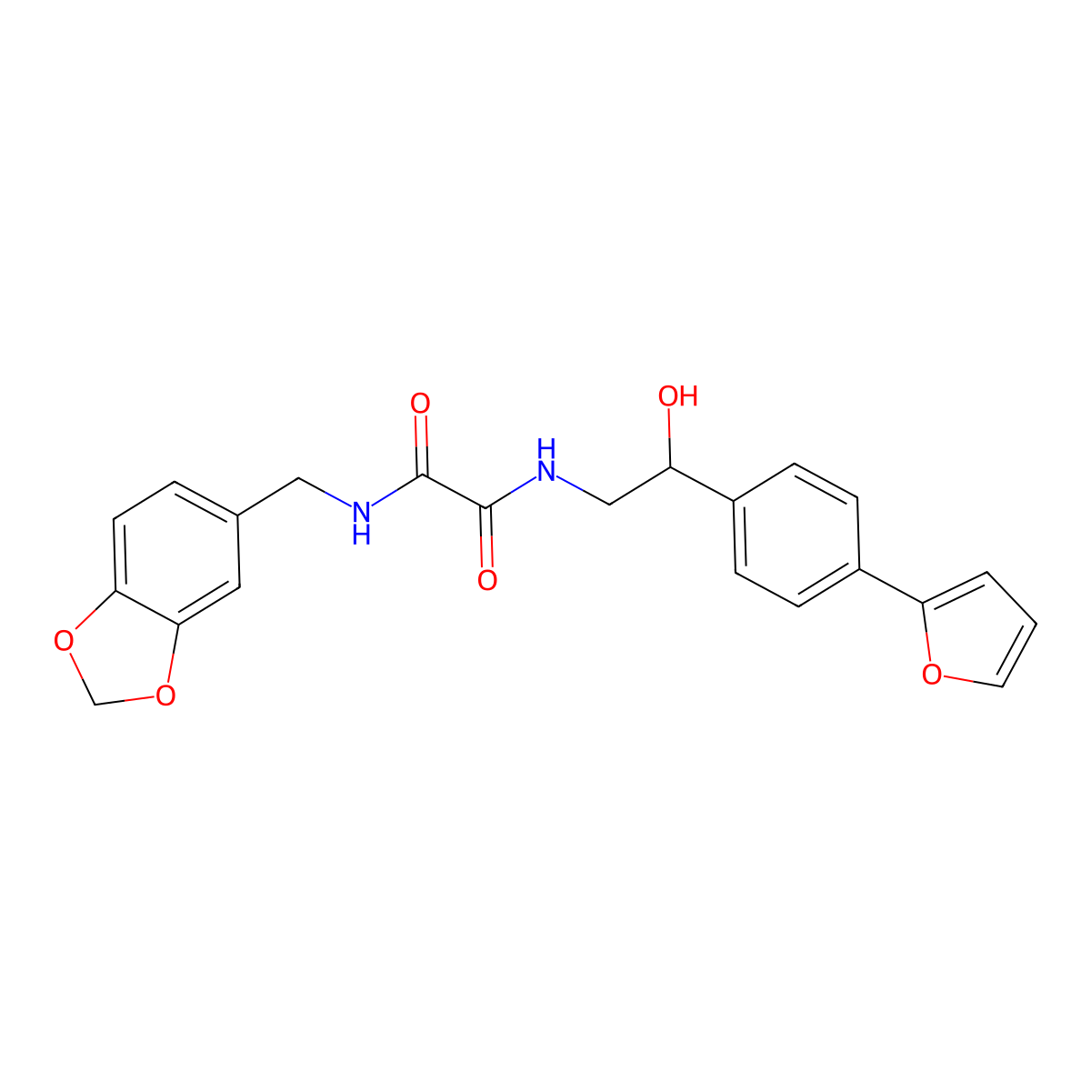 N-[(2H-1,3-benzodioxol-5-yl)methyl]-N'-{2-[4-(furan-2-yl)phenyl]-2-hydroxyethyl}ethanediamide molecular structure, CAS 2097916-72-6