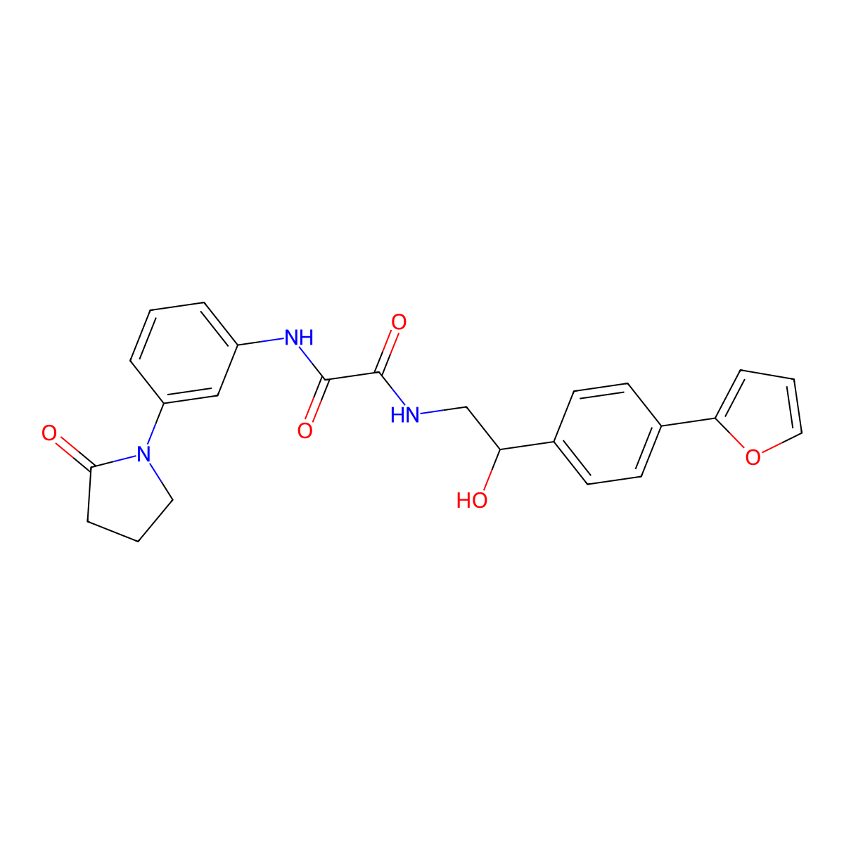N'-{2-[4-(furan-2-yl)phenyl]-2-hydroxyethyl}-N-[3-(2-oxopyrrolidin-1-yl)phenyl]ethanediamide molecular structure, CAS 2097916-75-9