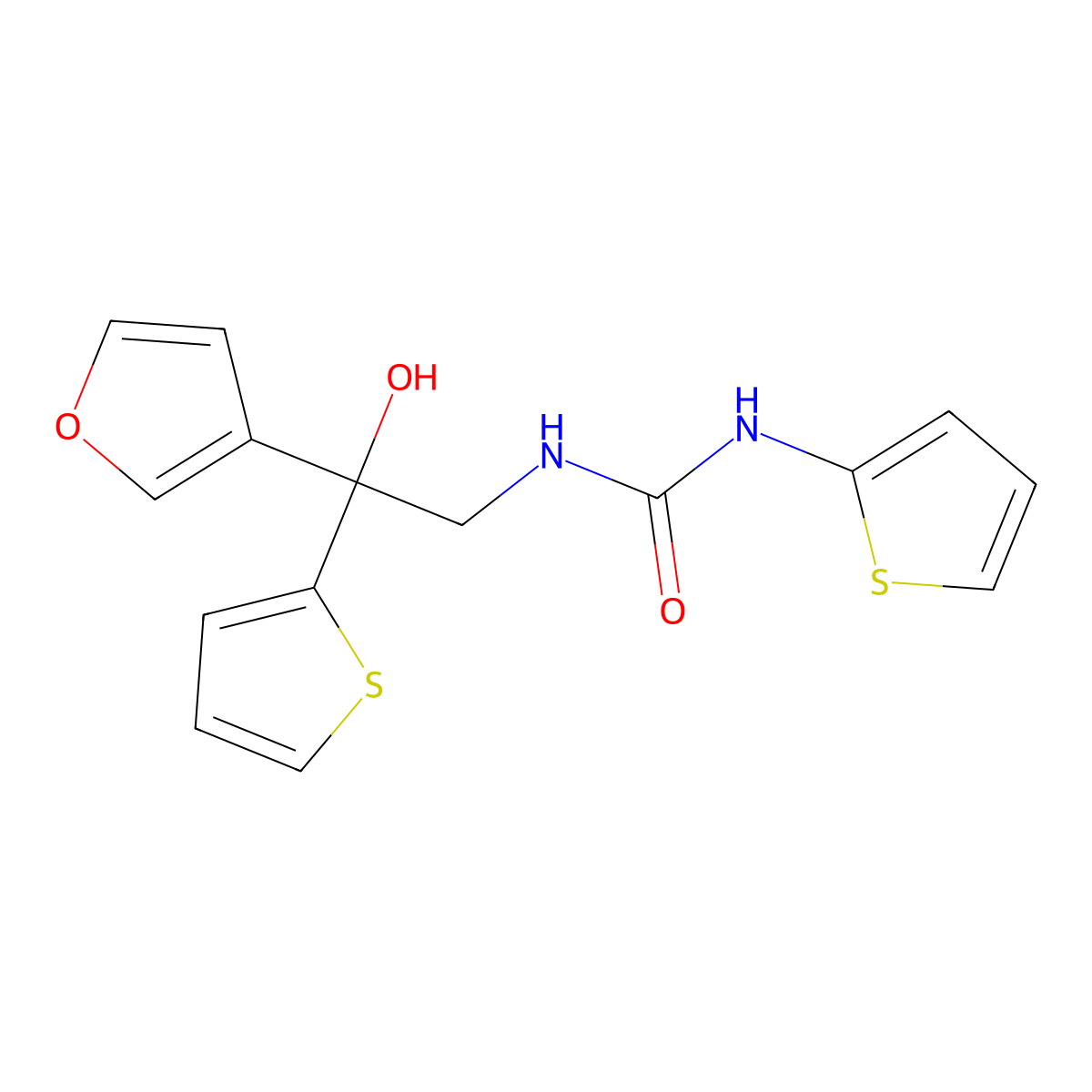 1-[2-(Furan-3-yl)-2-hydroxy-2-(thiophen-2-yl)ethyl]-3-(thiophen-2-yl)urea molecular structure, CAS 2097916-77-1