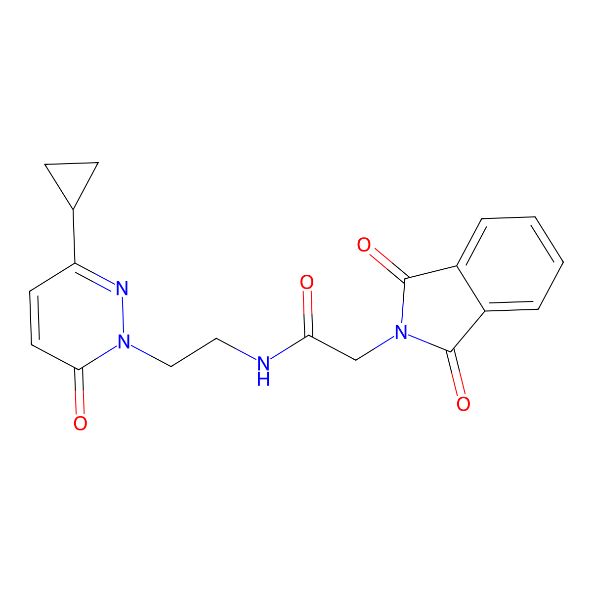 N-(2-(3-cyclopropyl-6-oxopyridazin-1(6H)-yl)ethyl)-2-(1,3-dioxoisoindolin-2-yl)acetamide molecular structure, CAS 2097916-90-8