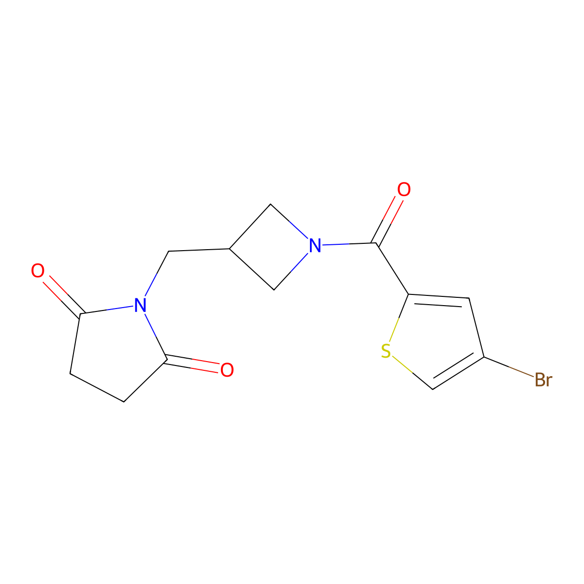 1-{[1-(4-Bromothiophene-2-carbonyl)azetidin-3-yl]methyl}pyrrolidine-2,5-dione molecular structure, CAS 2097916-94-2