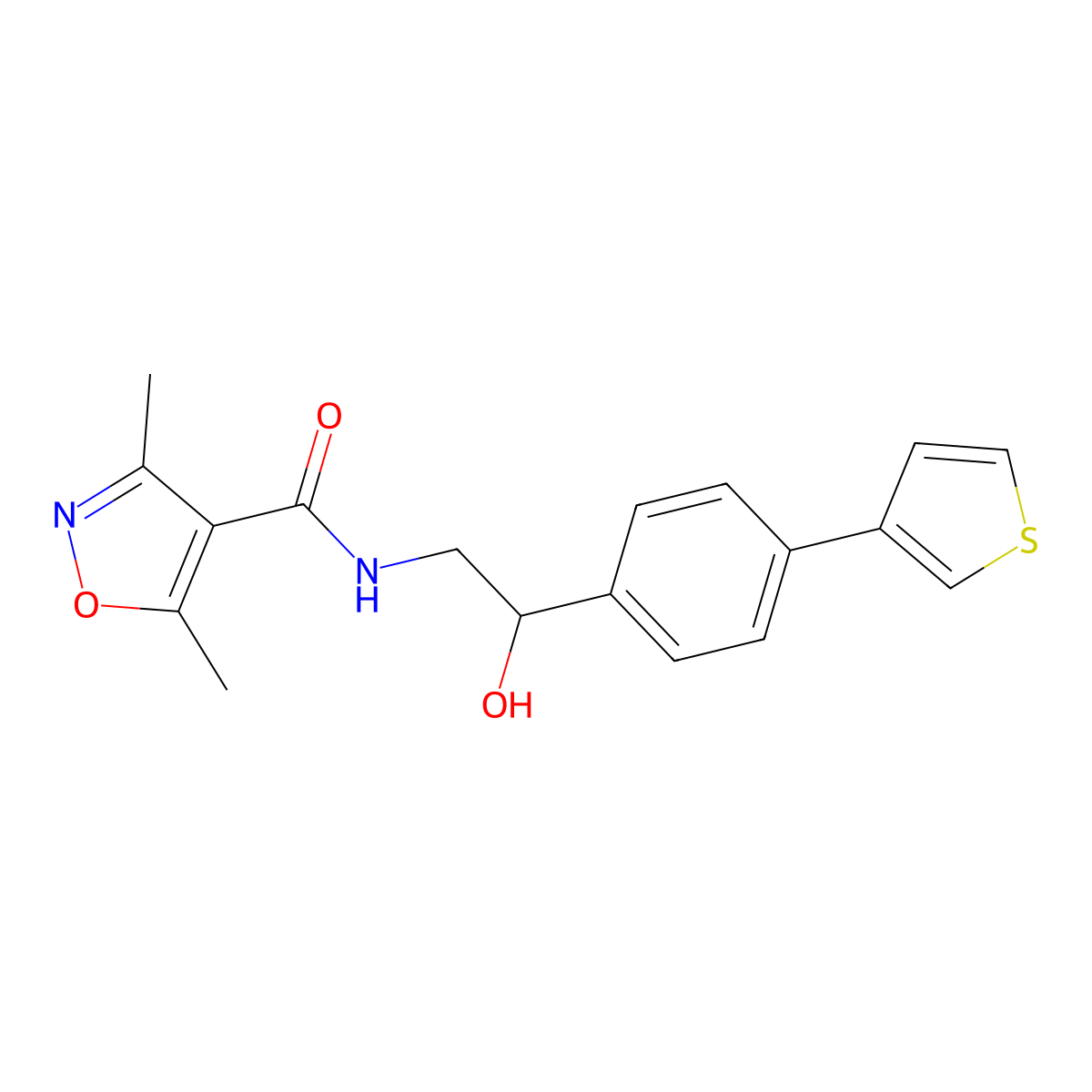 N-{2-hydroxy-2-[4-(thiophen-3-yl)phenyl]ethyl}-3,5-dimethyl-1,2-oxazole-4-carboxamide molecular structure, CAS 2097917-01-4