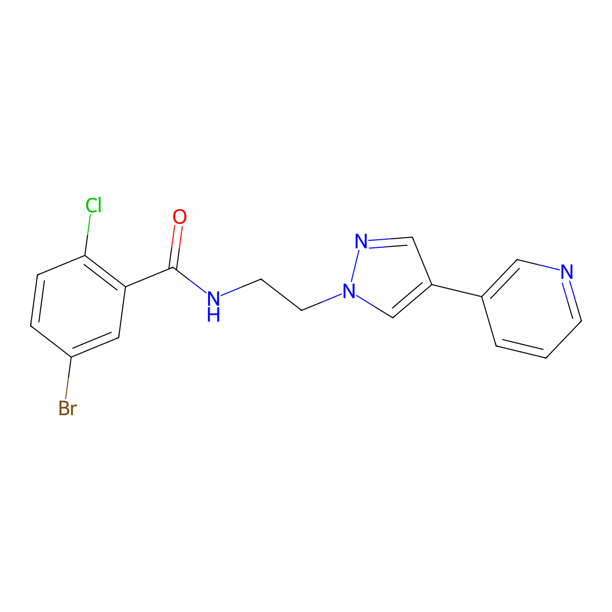 5-bromo-2-chloro-N-{2-[4-(pyridin-3-yl)-1H-pyrazol-1-yl]ethyl}benzamide molecular structure, CAS 2097917-02-5