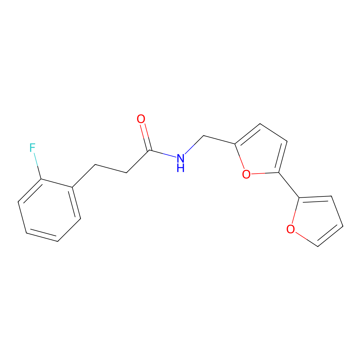 N-({[2,2'-bifuran]-5-yl}methyl)-3-(2-fluorophenyl)propanamide molecular structure, CAS 2097917-04-7