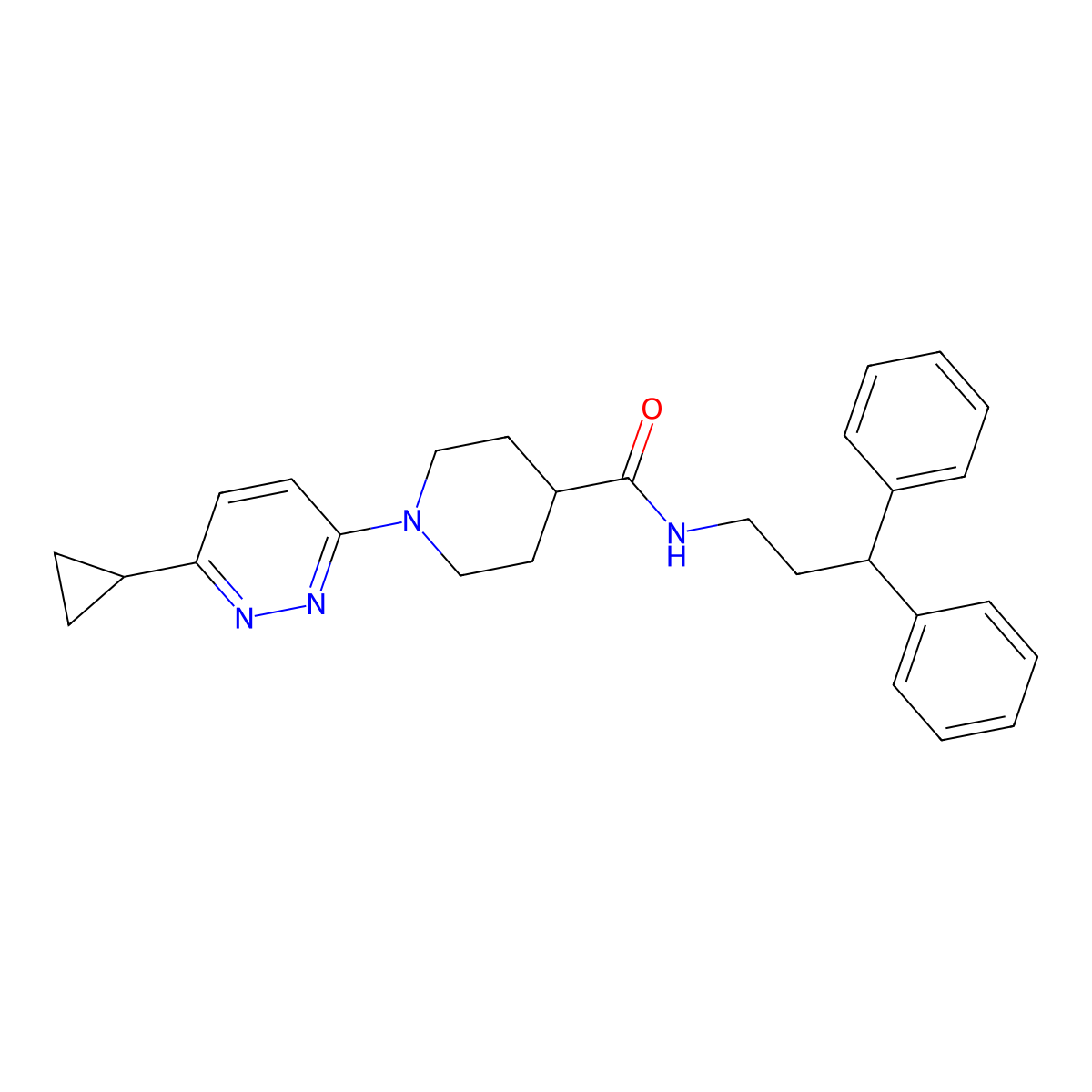 1-(6-cyclopropylpyridazin-3-yl)-N-(3,3-diphenylpropyl)piperidine-4-carboxamide molecular structure, CAS 2097917-07-0
