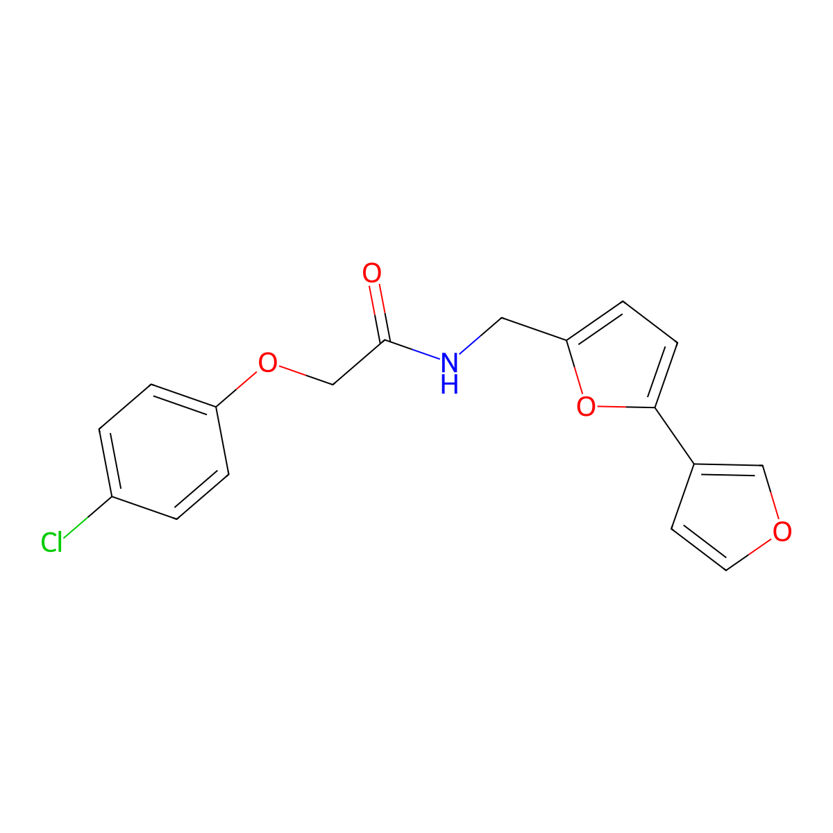 N-({[2,3'-bifuran]-5-yl}methyl)-2-(4-chlorophenoxy)acetamide molecular structure, CAS 2097917-09-2