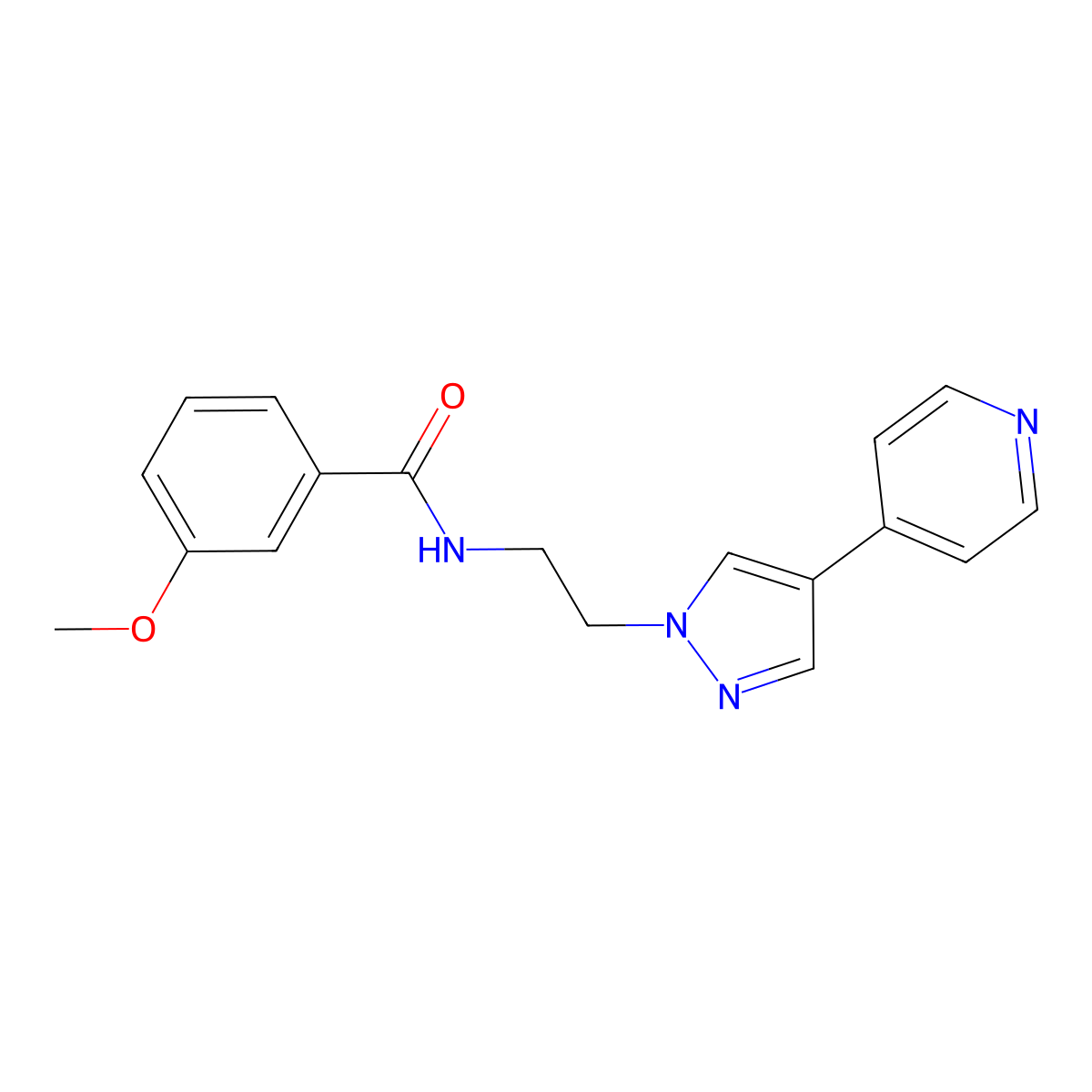 3-methoxy-N-{2-[4-(pyridin-4-yl)-1H-pyrazol-1-yl]ethyl}benzamide molecular structure, CAS 2097917-12-7